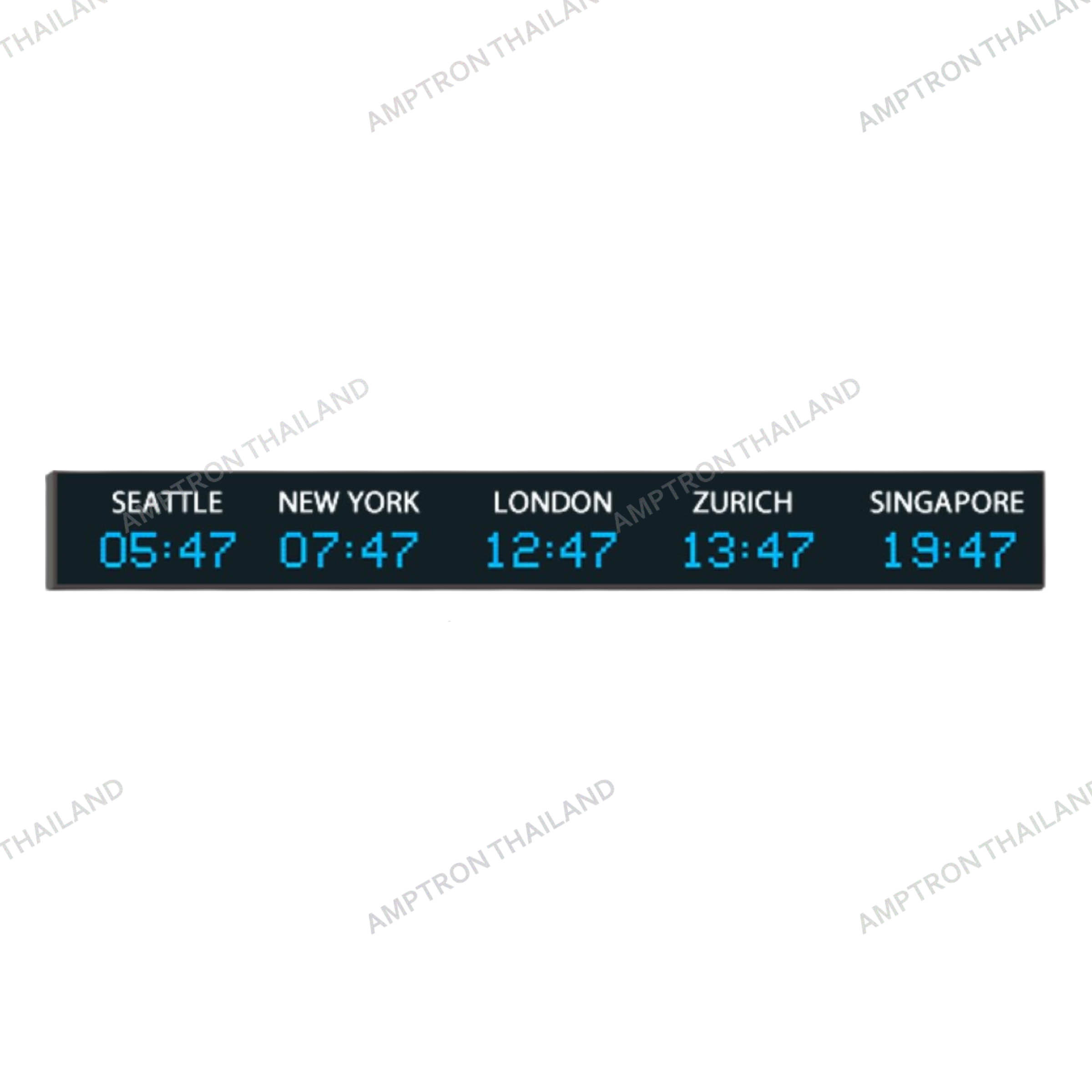 4740N.05 digital time zone wall clocks with 50mm (2